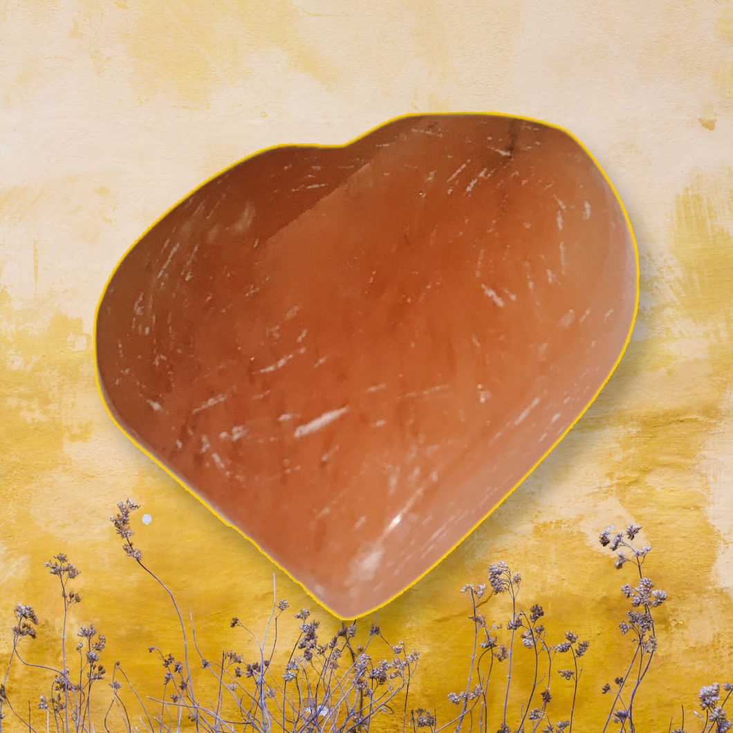 ORANGE CALCITE HEART CRYSTAL